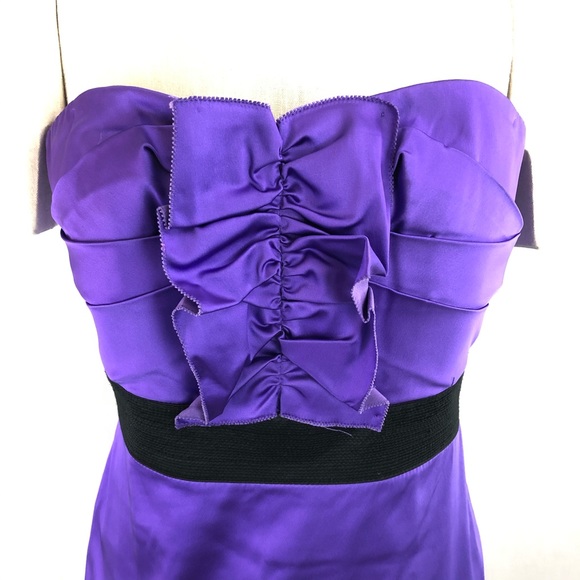 Phoebe Couture Strapless Dress Purple EUC Sz 4 Ruffled - Picture 3 of 14